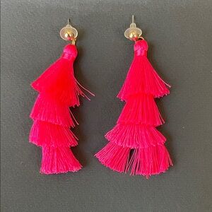 Vibrant Pink Tassel Earrings